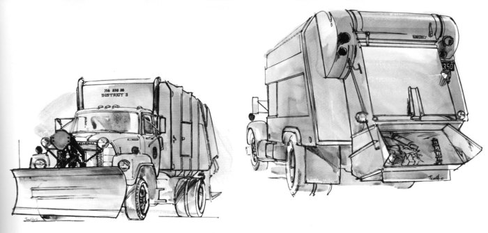 Concept city sweeper can haul garbage sweep streets and plow snow