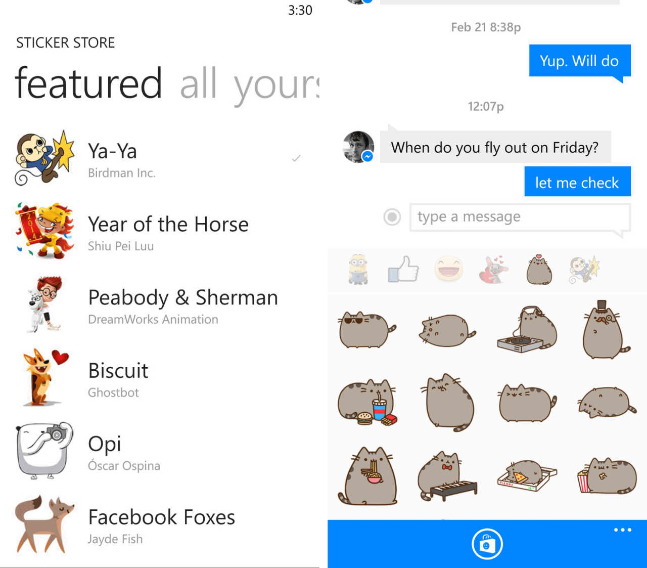 Facebook messenger android app updated with stickers